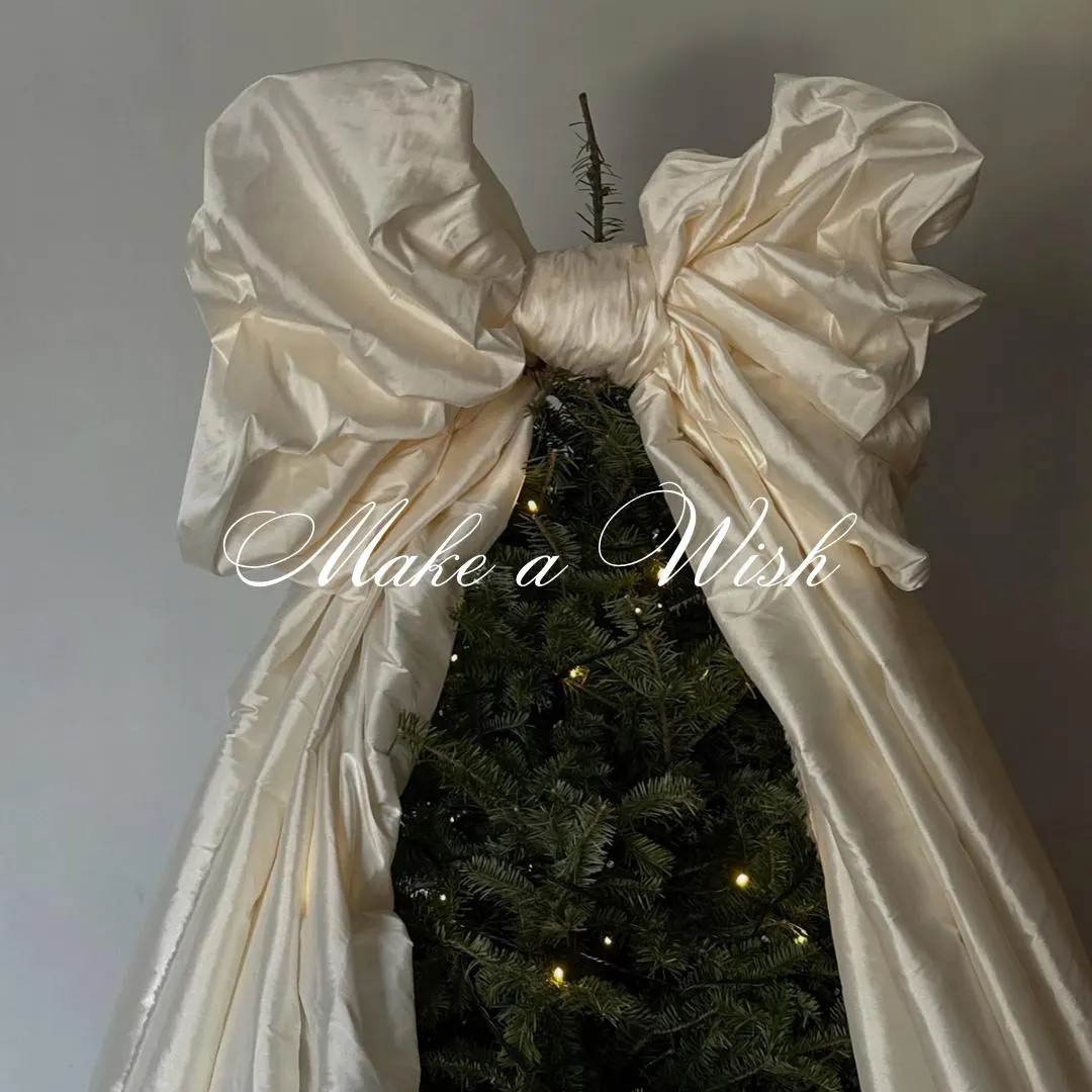 Christmas Big White Ribbon Ivory Silk Taffeta White Bow Christmas Giant Satin Bow Christmas Decor Christmas Tree Topper Large Satin Coquette | Etsy (Global)