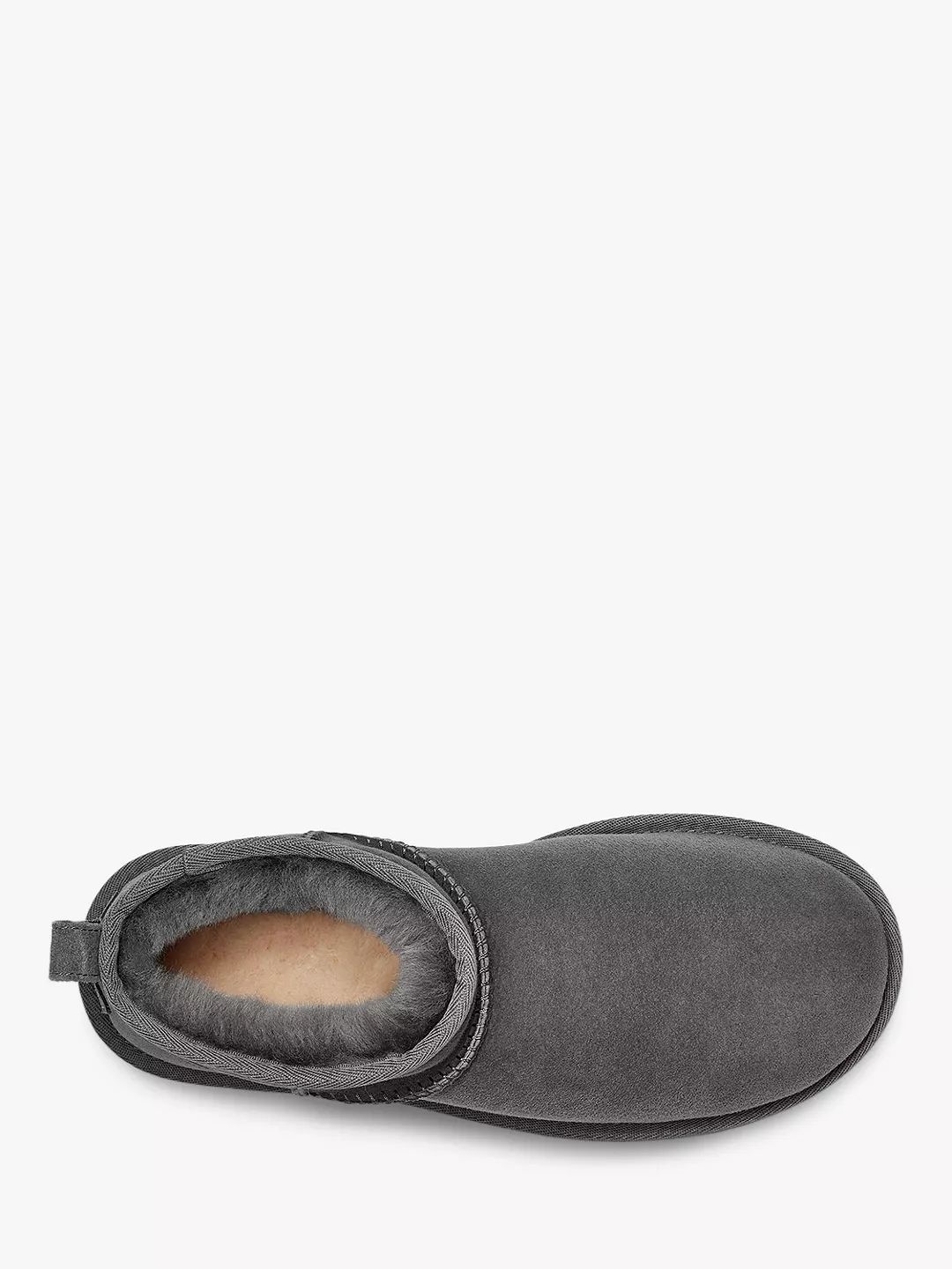 UGG Classic Ultra Mini Sheepskin and Suede Ankle Boots, Grey | John Lewis (UK)