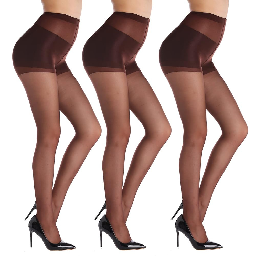 YAGAXI 20D Sheer Tights for Women - 3 Pairs Women's Control Top Pantyhose | Amazon (US)