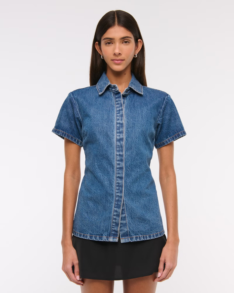 Short-Sleeve Denim Shirt | Abercrombie & Fitch (US)