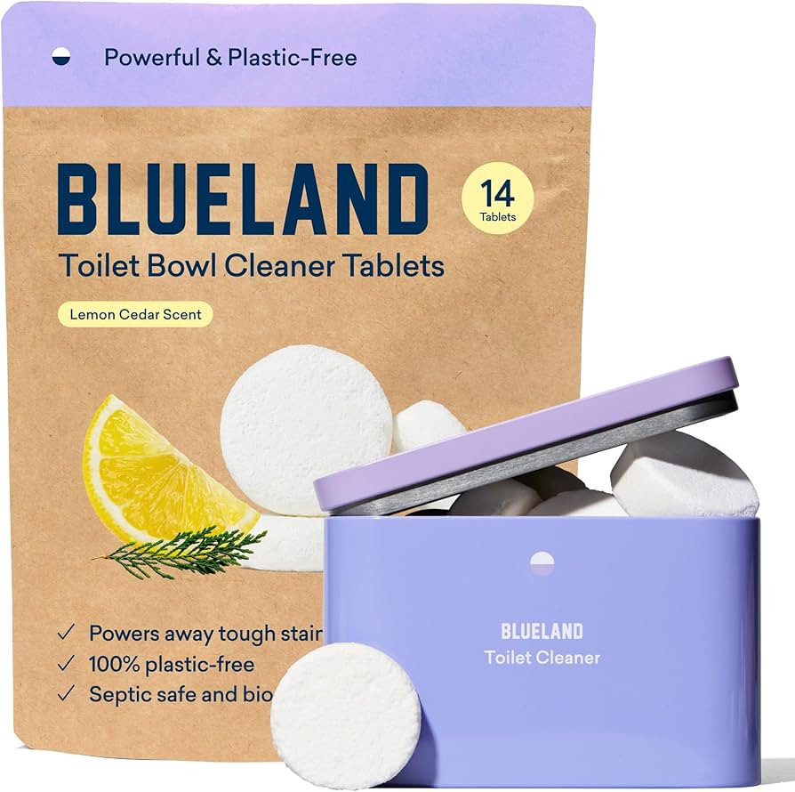 BLUELAND Toilet Bowl Cleaner Tablets, Starter Set, 14 Count with Tin, Lemon Cedar, Plastic-Free, ... | Amazon (US)