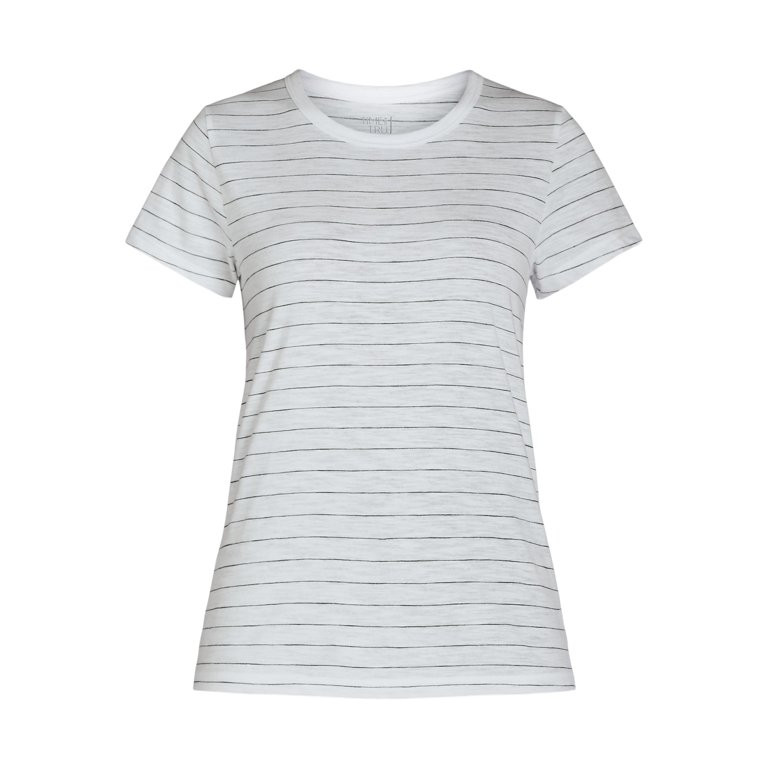 Time and Tru Women’s Slub Crewneck Tee with Short Sleeves, Sizes XS-XXXL | Walmart (US)