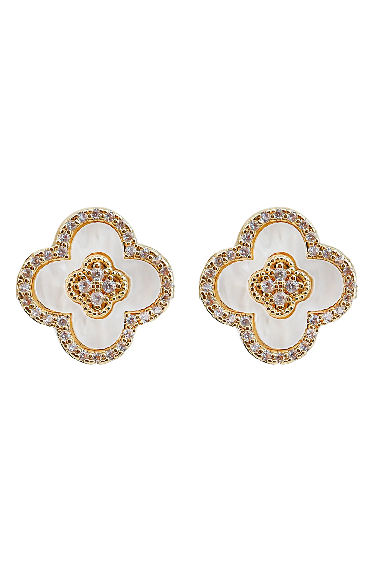 Panacea Crystal & Mother-of-Pearl Clover Stud Earrings | Nordstromrack | Nordstrom Rack