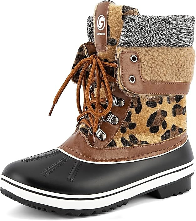 Greatonu Womens Snow Boots Waterproof Insulated Fur Lined Mid Calf Winter Snow Boots | Amazon (US)