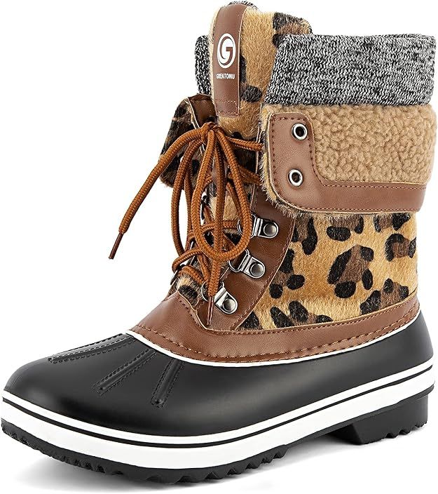 Greatonu Womens Snow Boots Waterproof Insulated Fur Lined Mid Calf Winter Snow Boots | Amazon (US)