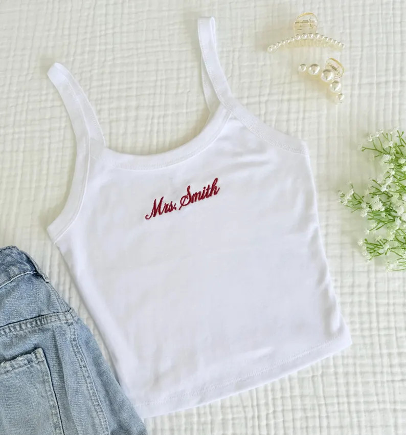Custom Bride Tank, Future Mrs. Tank Top, Bridal Tank, Mrs. Tank, Embroidered Spaghetti Strap Tank... | Etsy (US)