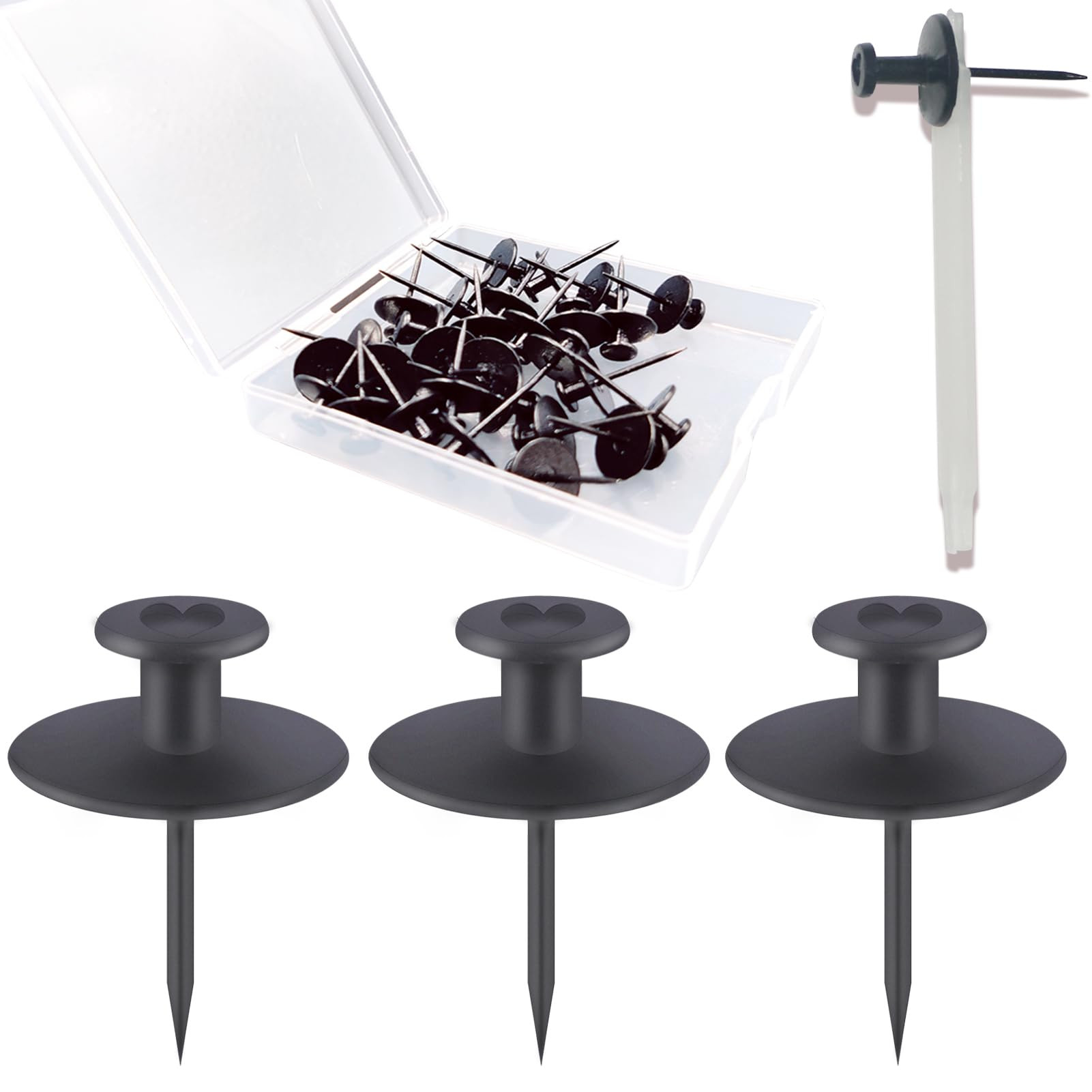 30 PCS Push Pins Picture Hangers Wall Hooks, Double Headed Thumb Tacks for Wall Hangings, Renter ... | Amazon (US)