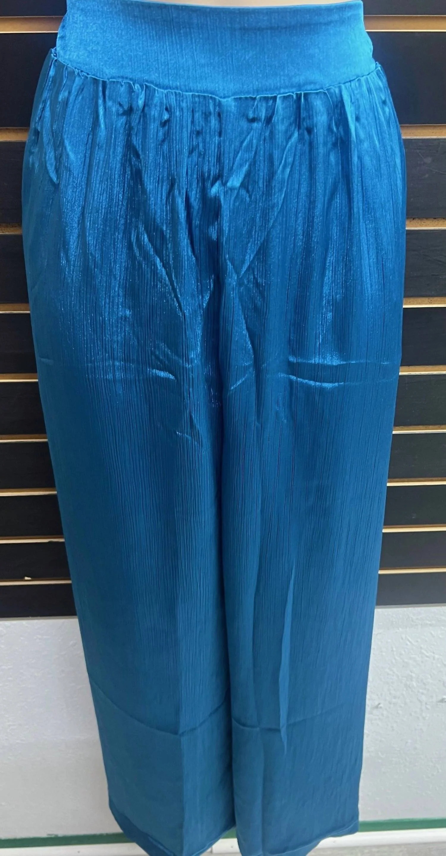 Women's Silken Wide Leg Pants In Blue | Shop Simon