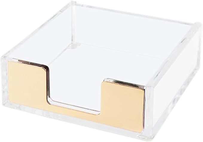 NatSumeBasics Gold Sticky Note Holder Clear Acrylic Post a Note Dispenser Cute Desk Organizer for... | Amazon (US)