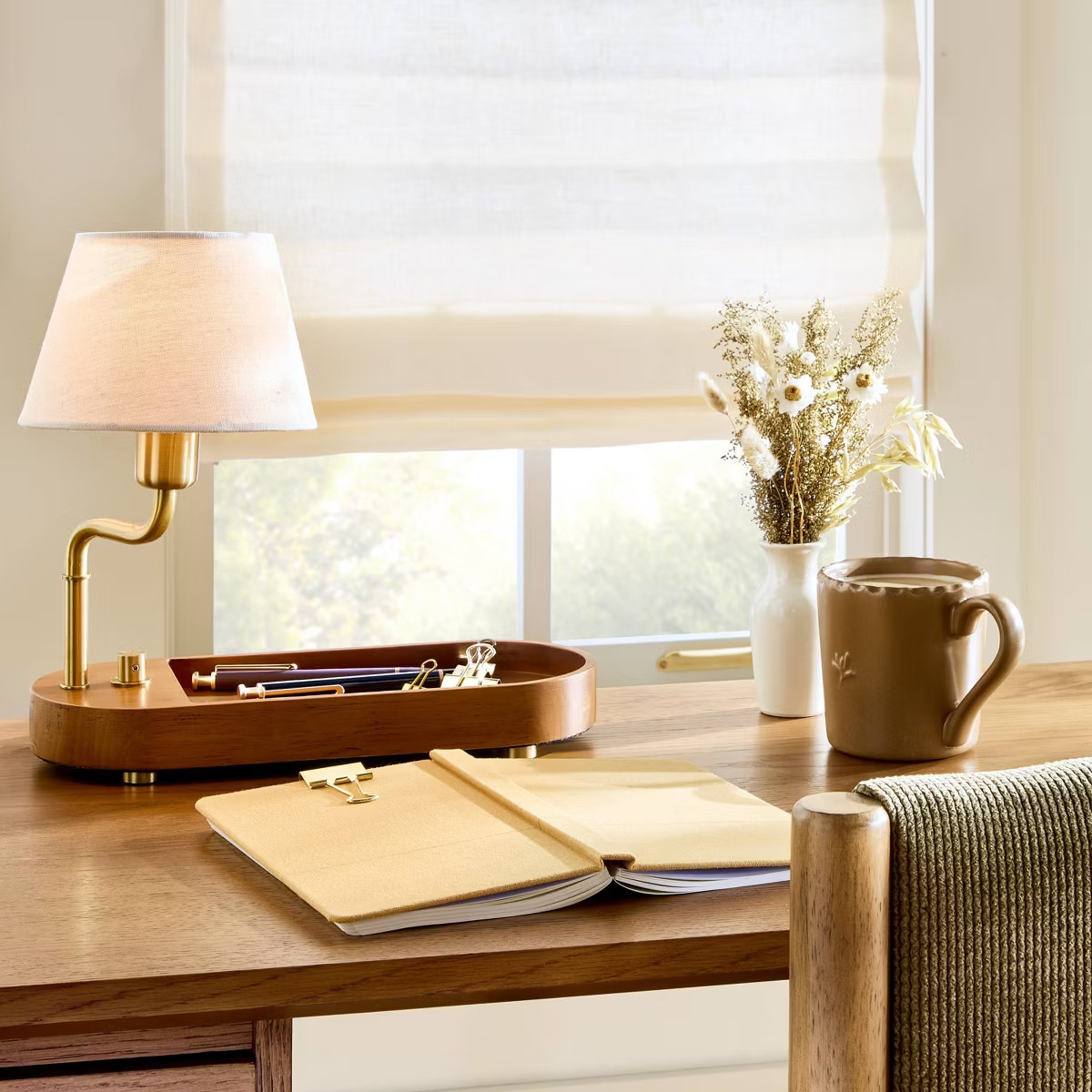 Swivel Accent Table Lamp with Mid Tone Wood Tray - Hearth & Hand™ with Magnolia | Target