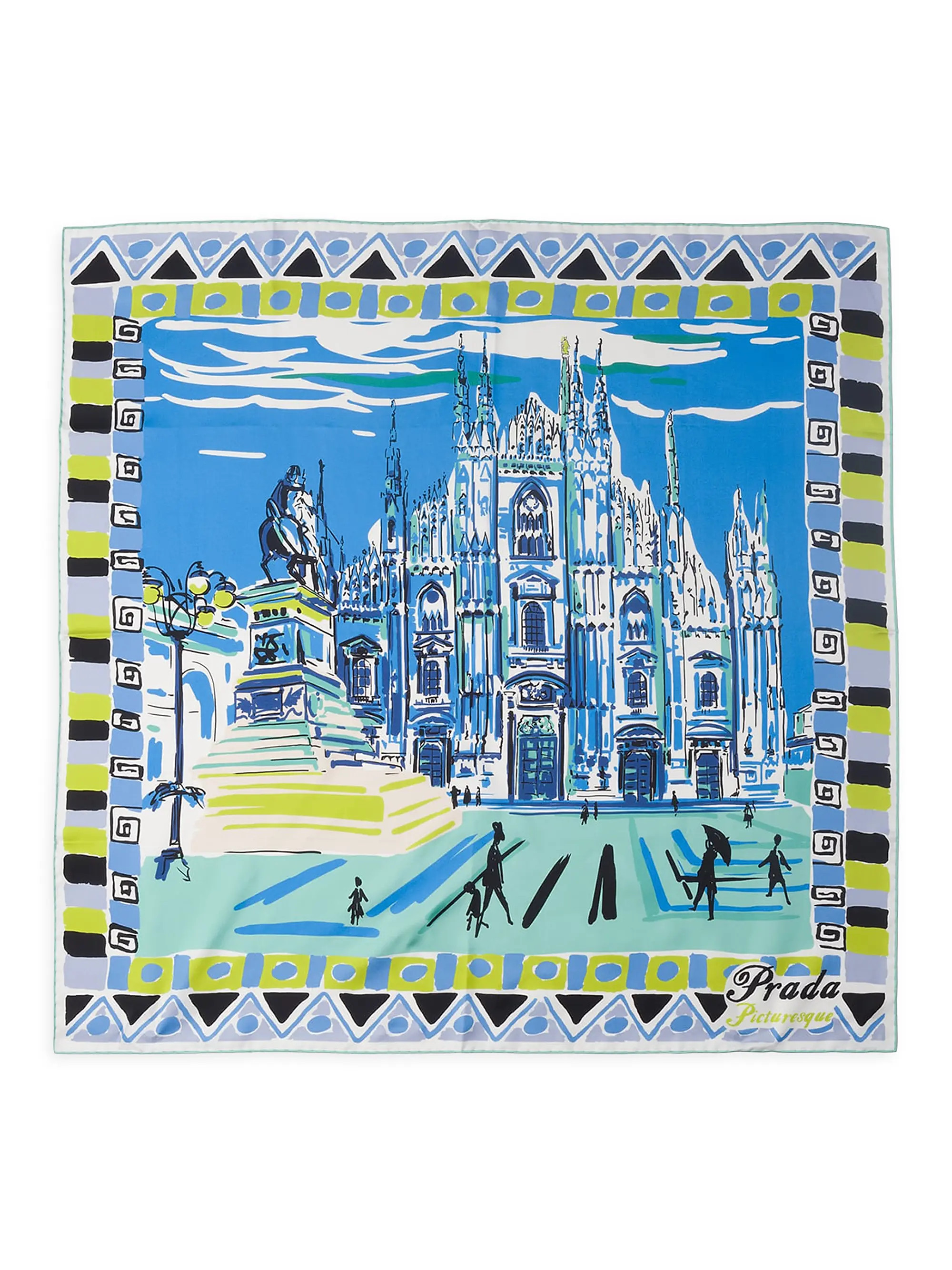 Prada Pittoresque Milan Printed Silk Foulard 90CM Square Scarf | Saks Fifth Avenue | Saks Fifth Avenue