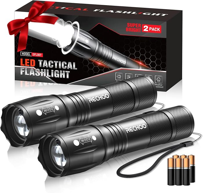 RECHOO LED Flashlight 2 Pack, Tactical Flashlights High Lumens with 3 Modes, Pocket Small Flash L... | Amazon (US)