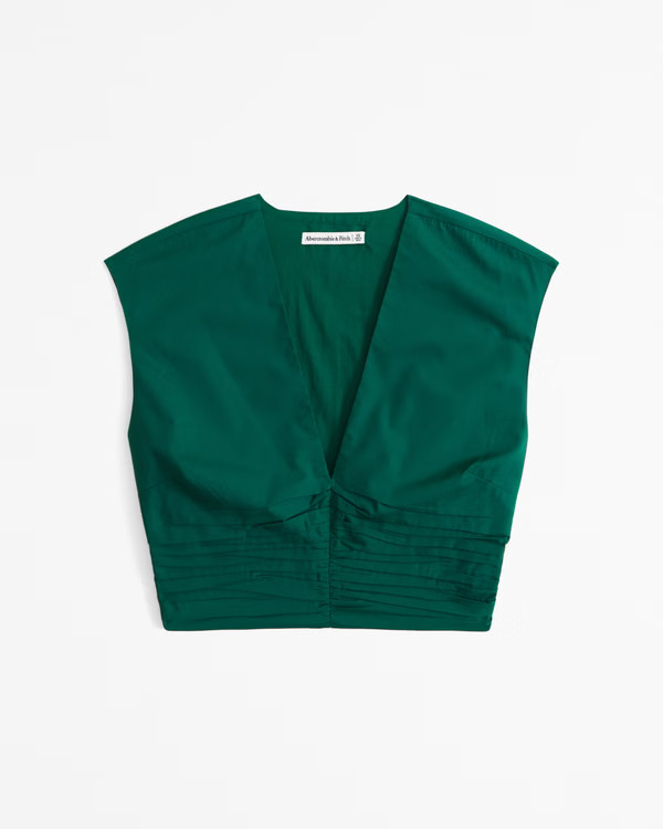 Poplin Plunge Set Top | Abercrombie & Fitch (US)