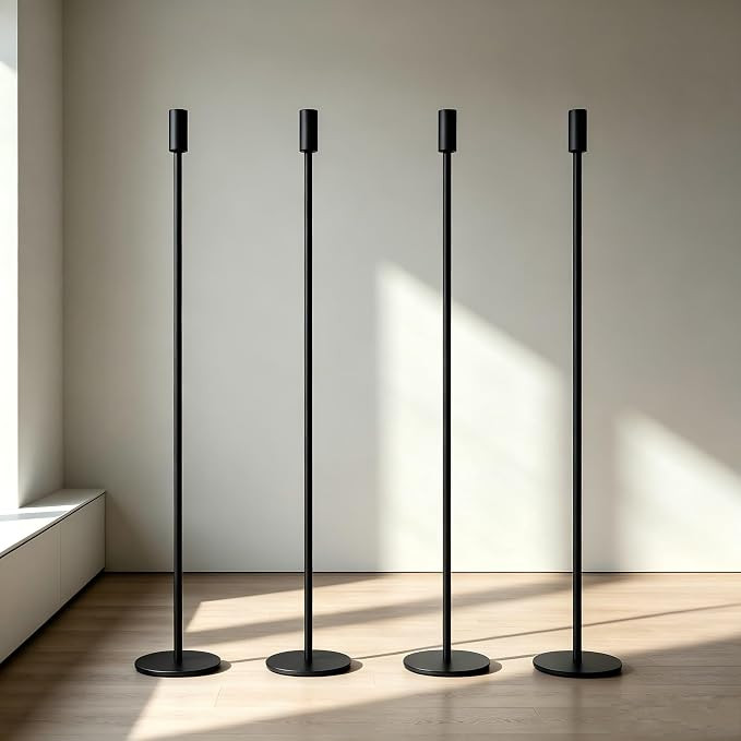 4Pcs Adjustable Black Metal Floor Candle Holders with Ground Stake | 51.1 inches Tall Modern Wedd... | Amazon (US)