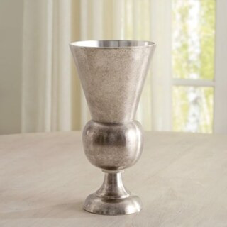 Antiqued Pedestal Vase with Antique Silver Finish & Watertight Interior | Ballard Designs, Inc.