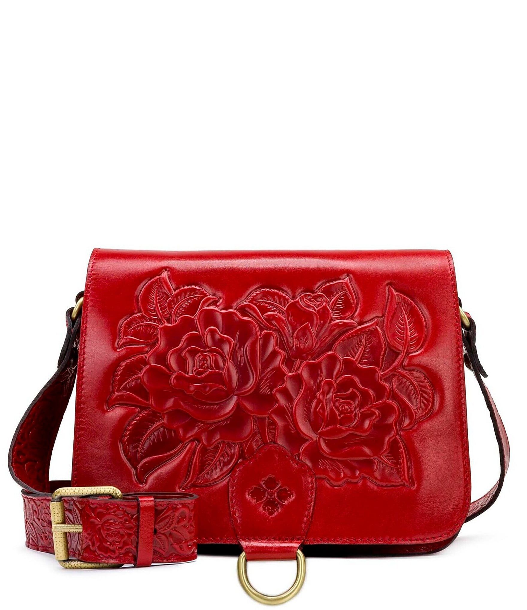 Rose Tooling Collection Ilina Floral Leather Crossbody Bag | Dillard's