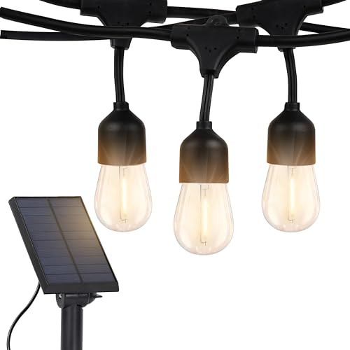 Brightech Ambience Pro 27 Ft Solar Powered Outdoor String Lights - Commercial Grade Waterproof Patio Lights with Edison Bulbs, Shatterproof LED String Lights for Patio - 1W, Warm White, 12 Bulbs | Amazon (US)