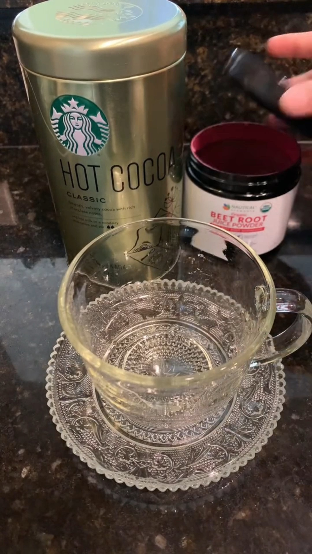 Beet root powder hot cocoa for that rosy glow boost ☕🌿 Creamy, healthy twist on a winter fave in this glass mug + plate. Tap to shop my LTK!

#LTKHome #LTKfoodie #LTKmomlife