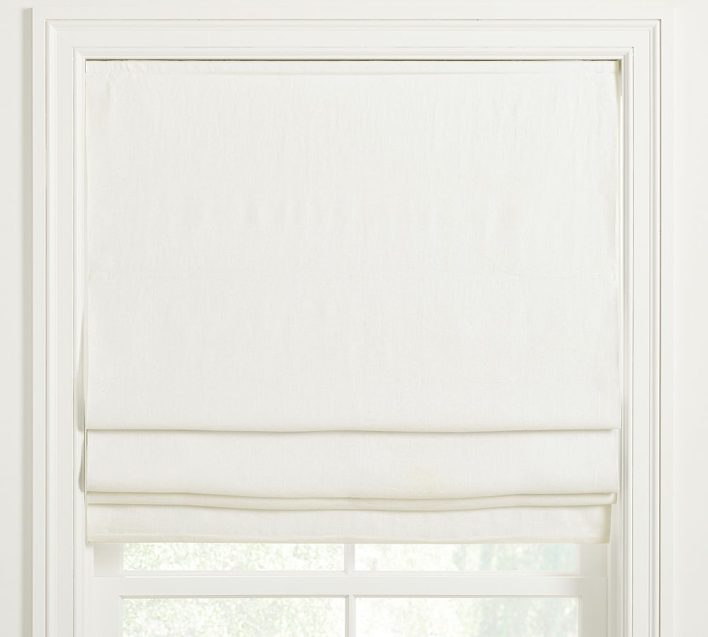 Custom Belgian Flax Linen Roman Light Filtering Shade | Pottery Barn (US)