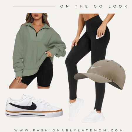 Fashion reflects who you are!! Check out this perfect comfy outfit from Amazon!!!
Fashionablylatemom 
Black leggings 
Hat 
Nike shoes 
Light green sweatshirt 

#LTKfitness #LTKshoecrush
