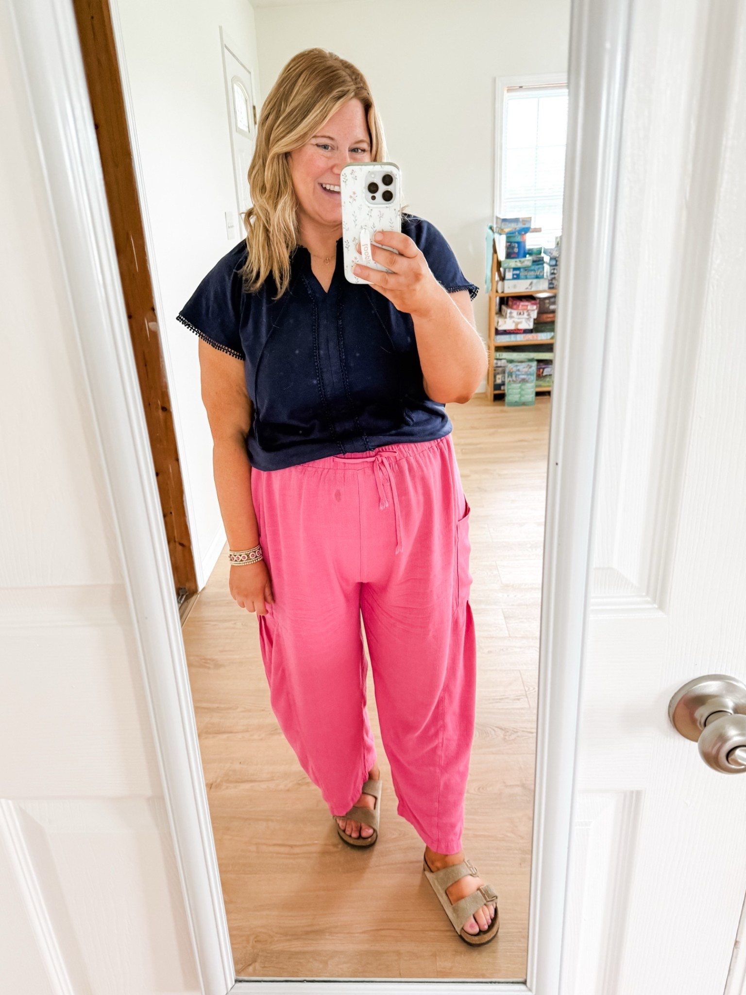 Teacher outfit - wearing a large in these pants - still fitting at 37 weeks! Tee is older so linked similar.

#LTKMidsize #LTKBump #LTKWorkwear