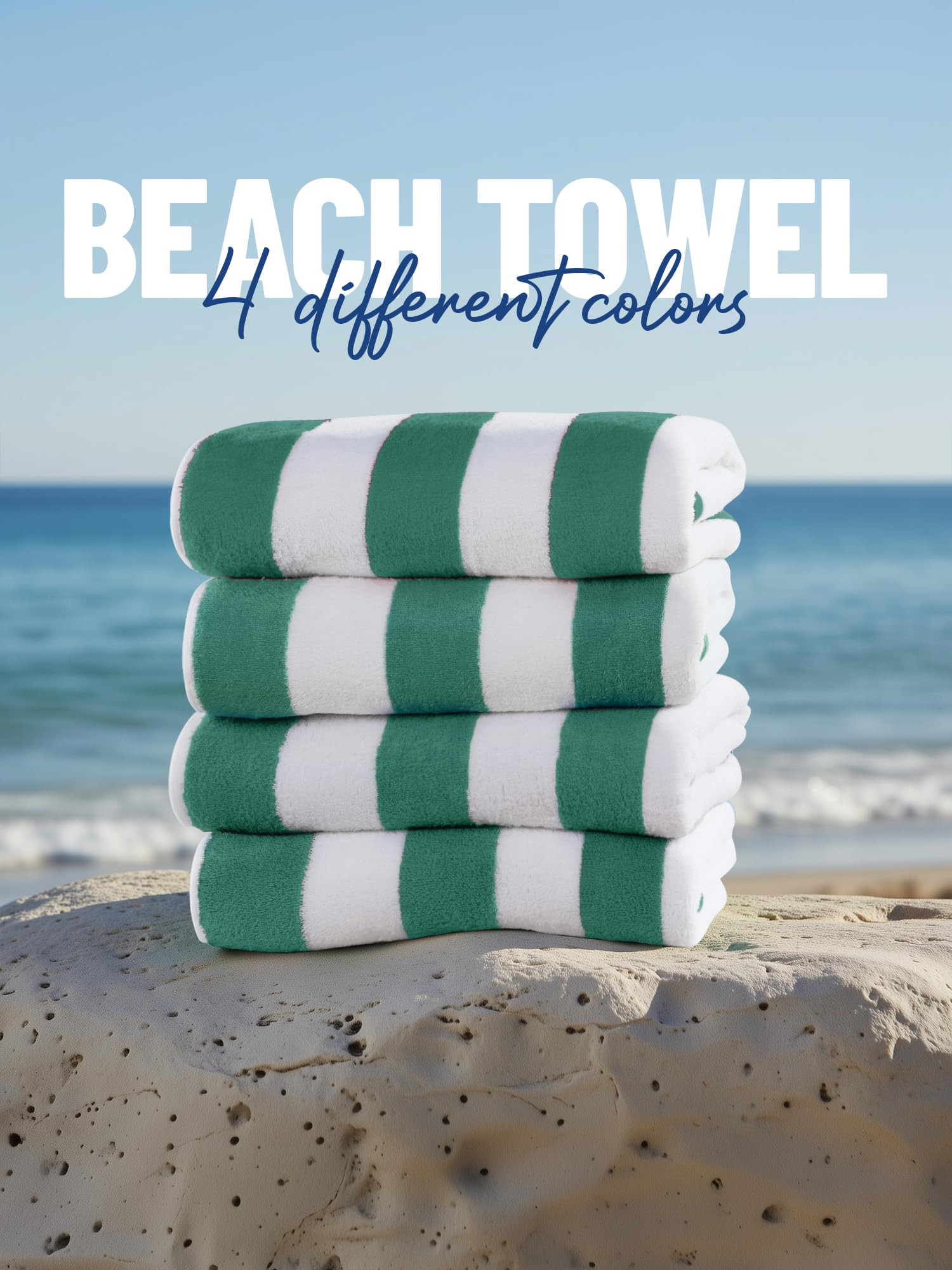 Utopia Towels 4 Pack Cabana Stripe Beach Towel, 30 by 60 Inches, Oversized 100% Ring Spun Cotton ... | Amazon (US)