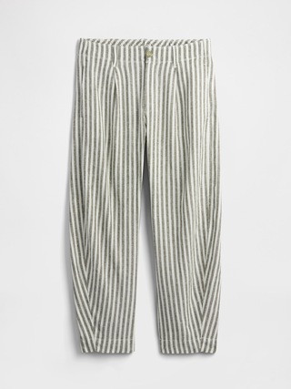 Mid Rise Linen-Blend Barrel Pants | Gap Factory