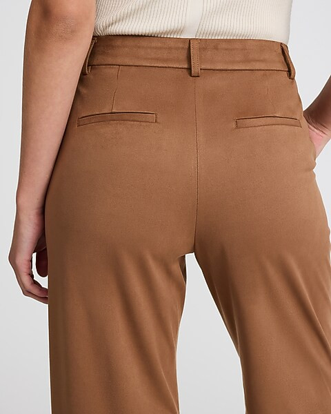 Editor Faux Suede Mid Rise Trouser Pant | Express