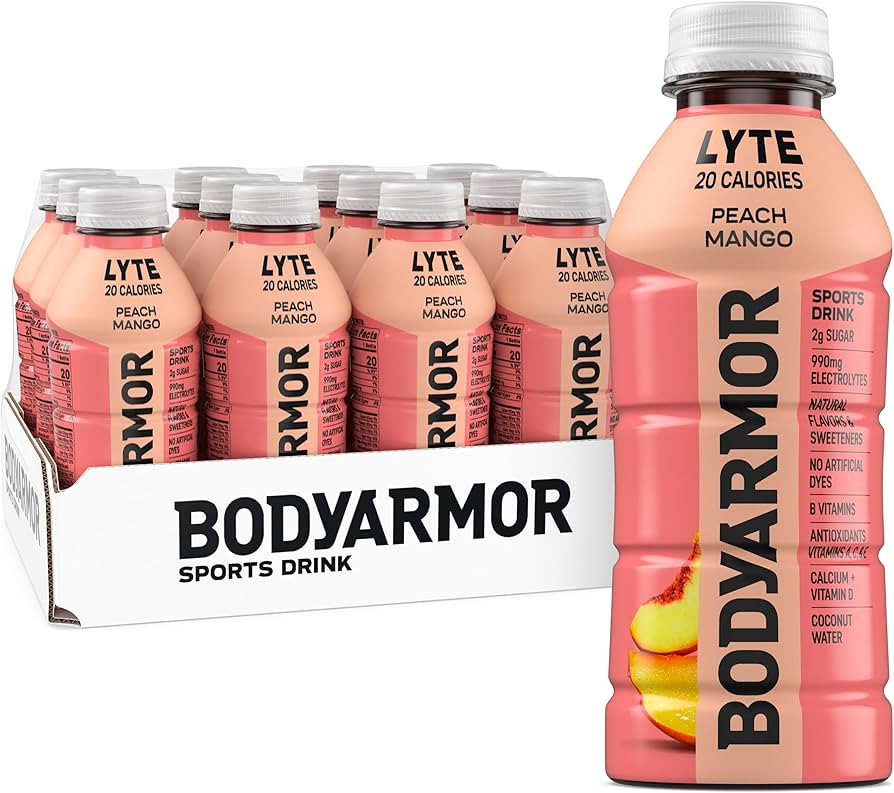 BODYARMOR LYTE, Peach Mango, Electrolyte Drink, 20 Calories, 16 Fl Oz Bottles (12 Pack), Coconut ... | Amazon (US)