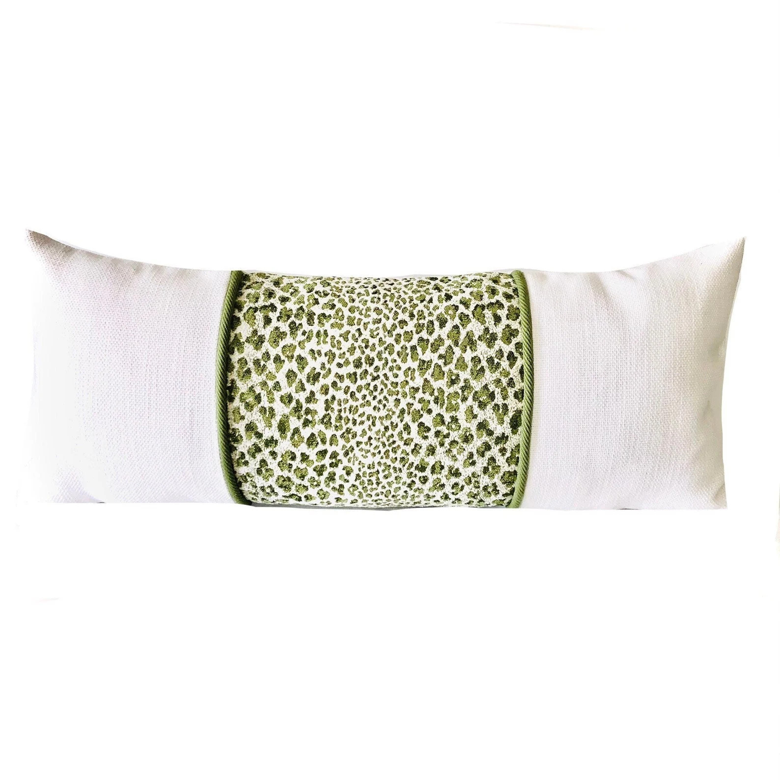 White Linen Pillow Green Animal Print Lumbar Tropical Home Decor Chenille Sofa Bed Accent Rectang... | Etsy (US)