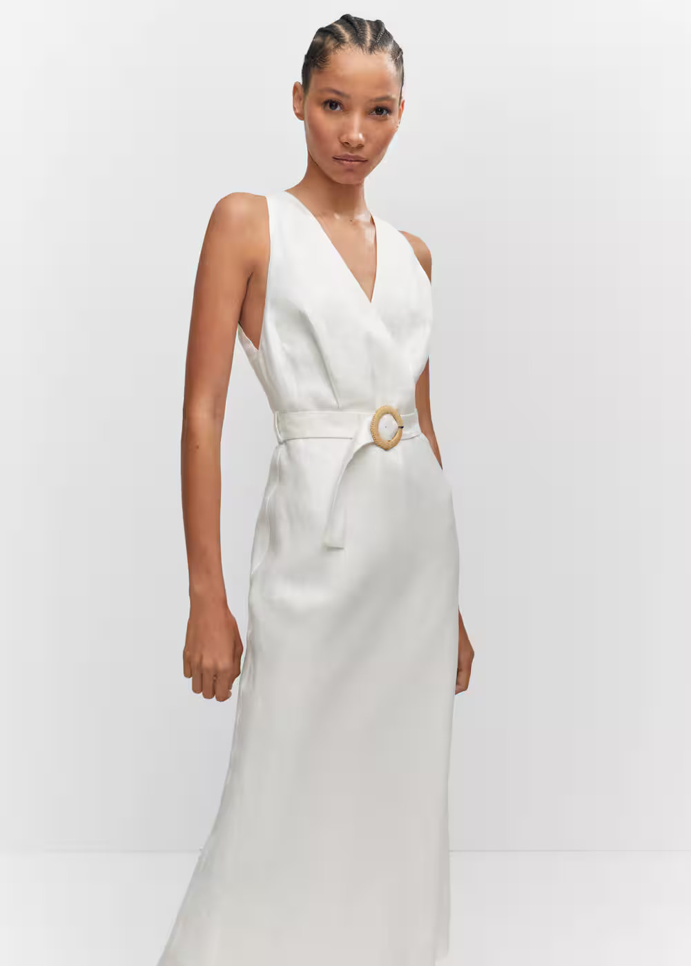 Belt linen dress -  Women | Mango USA | MANGO (US)