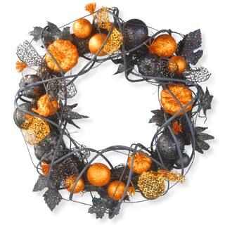 20" Pumpkin Wreath with Orange Ornaments | Michaels Stores