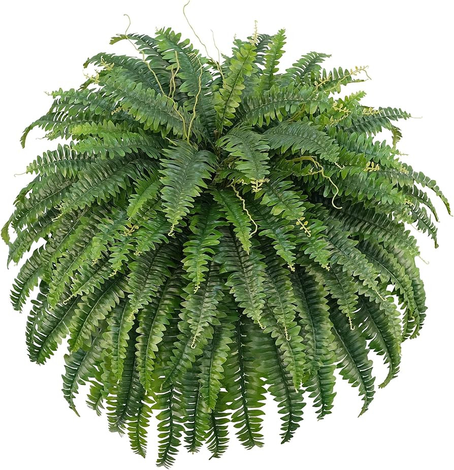 FOREST PRINCE 50" Artificial Boston Ferns, Fake Bush Plants, Large Faux Ferns with 96 Fronds for ... | Amazon (US)
