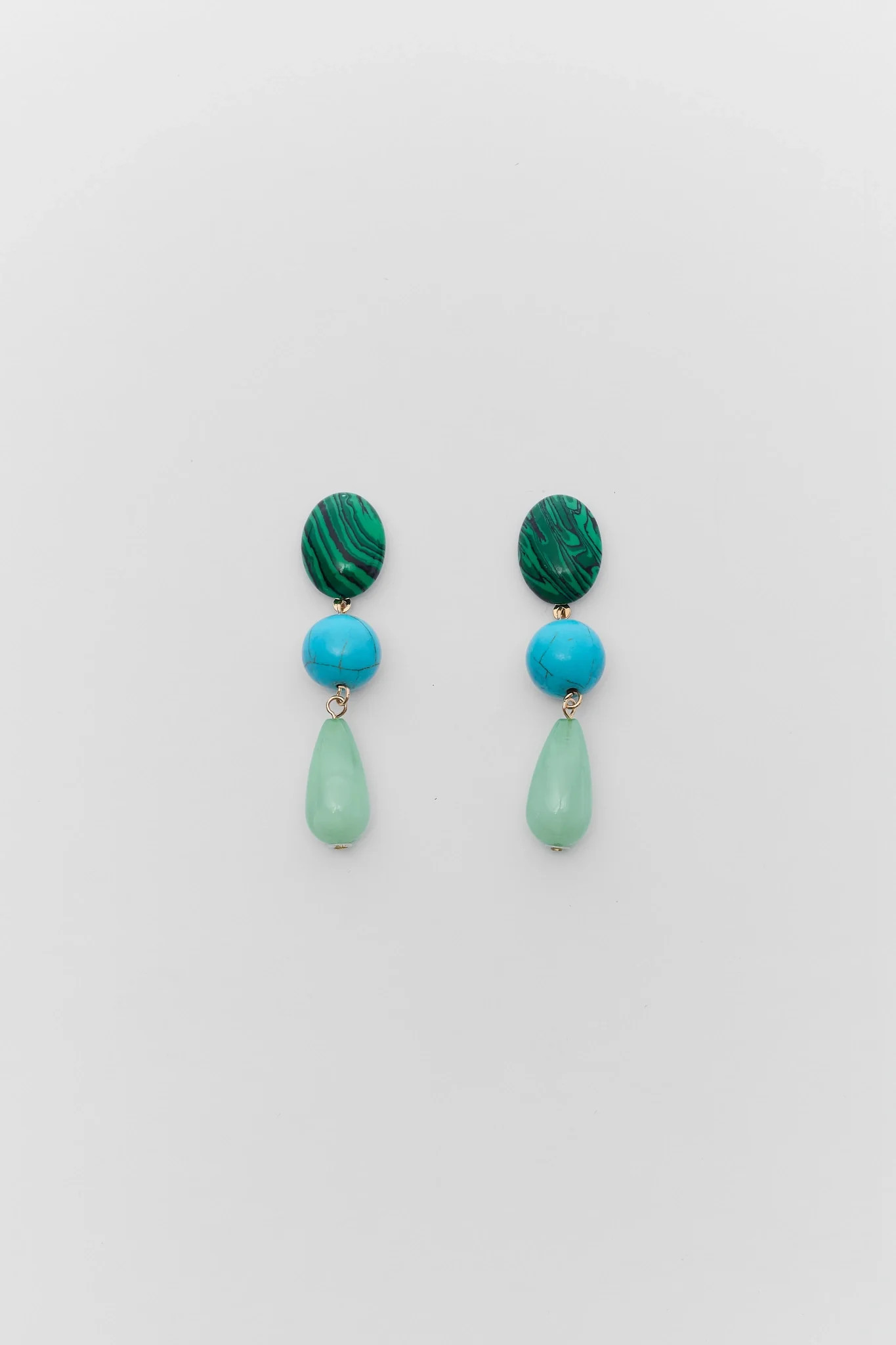 Green Mixed Stone Drop Earrings | Avara