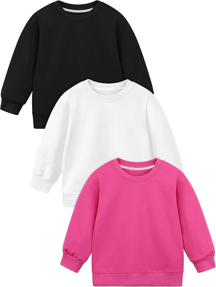 Cooraby 3 Pack Baby and Toddler Girls' Sweatshirt Girl No Cap Crew-Neck Sweatshirt Long Sleeve Pu... | Amazon (US)