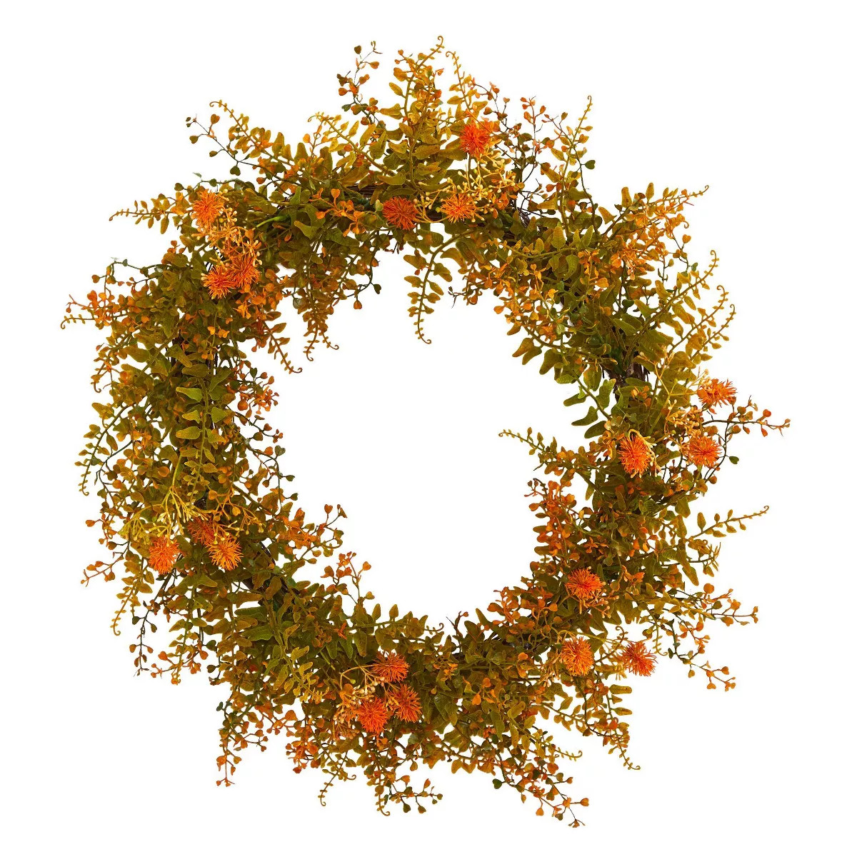 Nearly Natural 21” Autumn Fern Artificial Wreath | Target