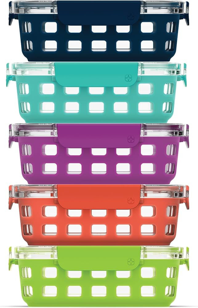 Ello Duraglass Meal Prep Sets- Glass Food Storage Containers with Silicone Sleeves and Airtight B... | Amazon (US)