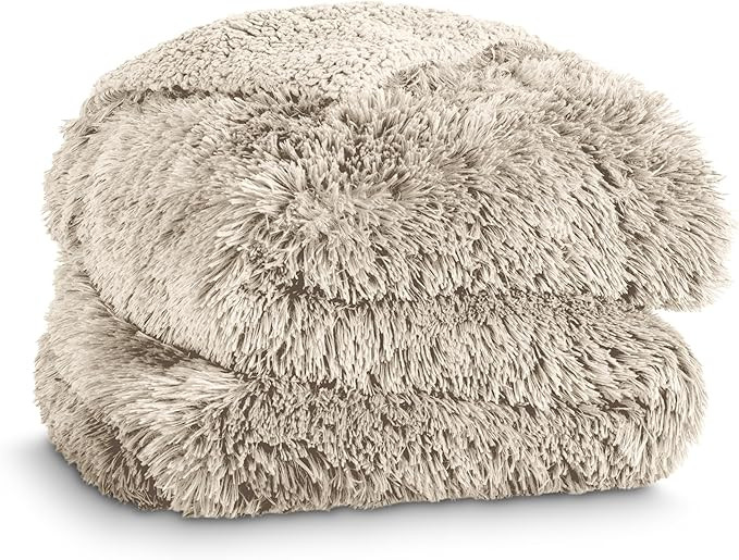 Bare Home Shaggy Faux Fur Sherpa Blanket - Super Soft, Fuzzy, Fluffy - Reversible Cozy Warm Blank... | Amazon (US)