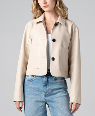 Women's Button-Front Long-Sleeve Jacket | Macy's