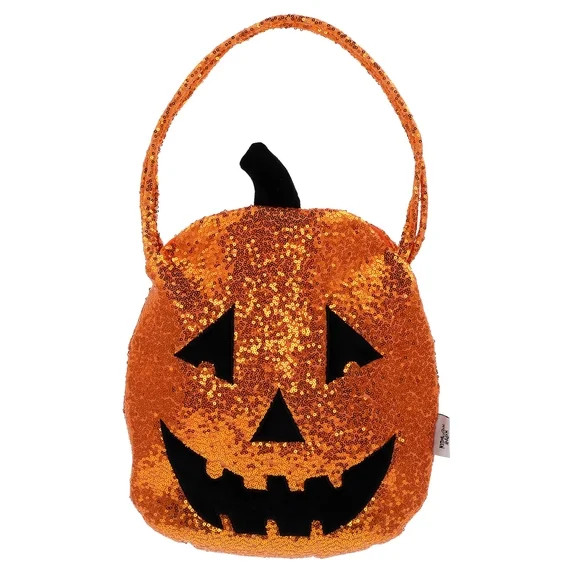 Sequin Pumpkin Trick-or-Treat Bag, Orange, 16.5", Halloween by Way To Celebrate | Walmart (US)