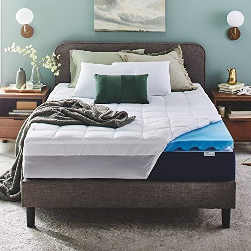 Sleep Innovations Dual Layer 4 Inch Memory Foam Mattress Topper, Queen Size, Ultra Soft Support, ... | Amazon (US)