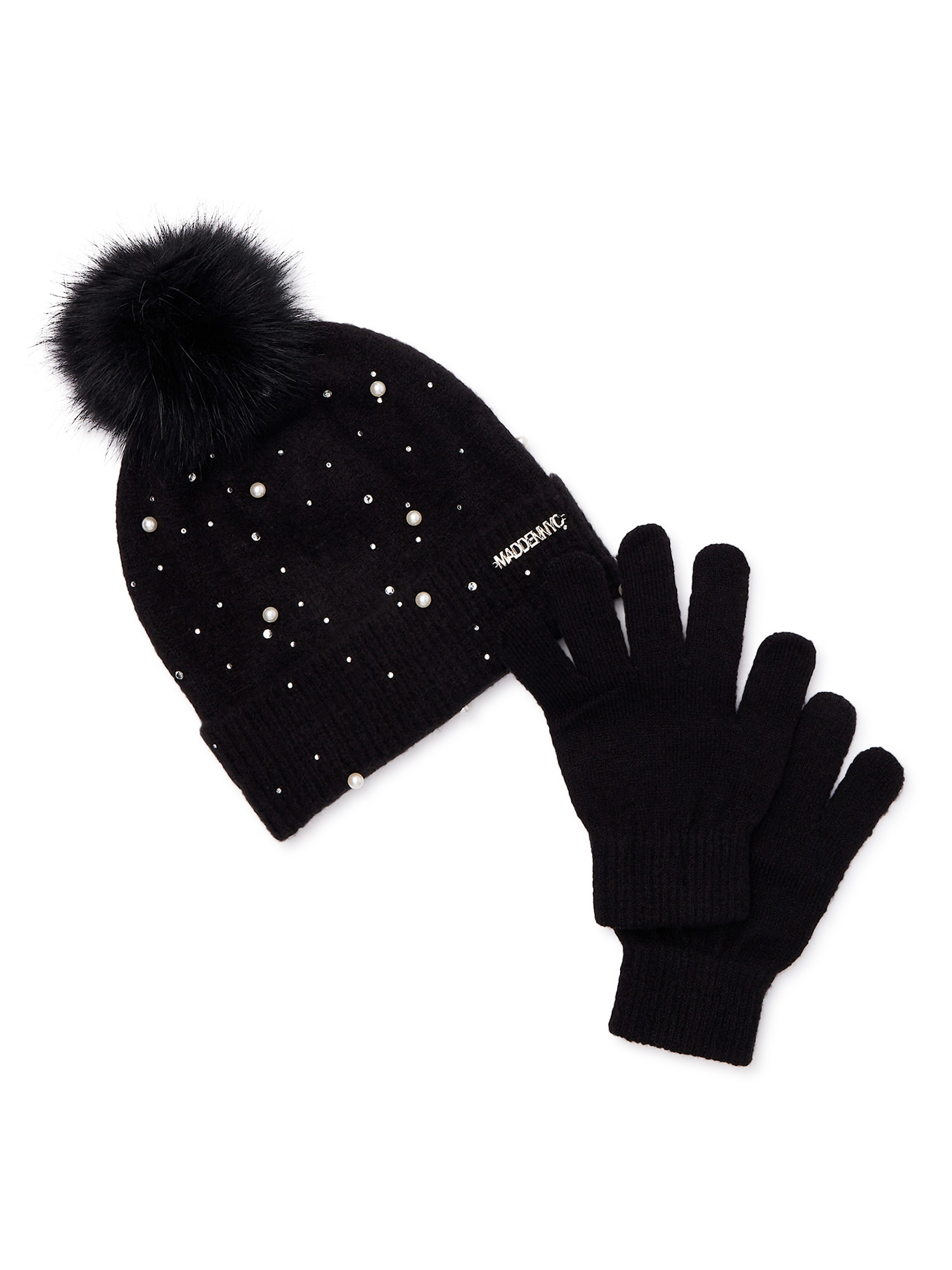 Madden NYC Women's Faux Pearl Beanie and Gloves, 2-Piece Gift Set - Walmart.com | Walmart (US)