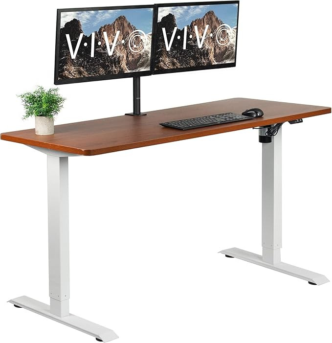 VIVO Electric Height Adjustable 60 x 24 inch Stand Up Desk, Dark Walnut Solid One-Piece Table Top... | Amazon (US)