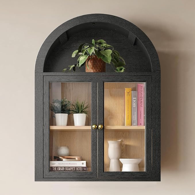 Arched Wall Mounted Display Medicine Cabinets with Tempered Glass Doors and Adjustable Shelf for ... | Amazon (US)