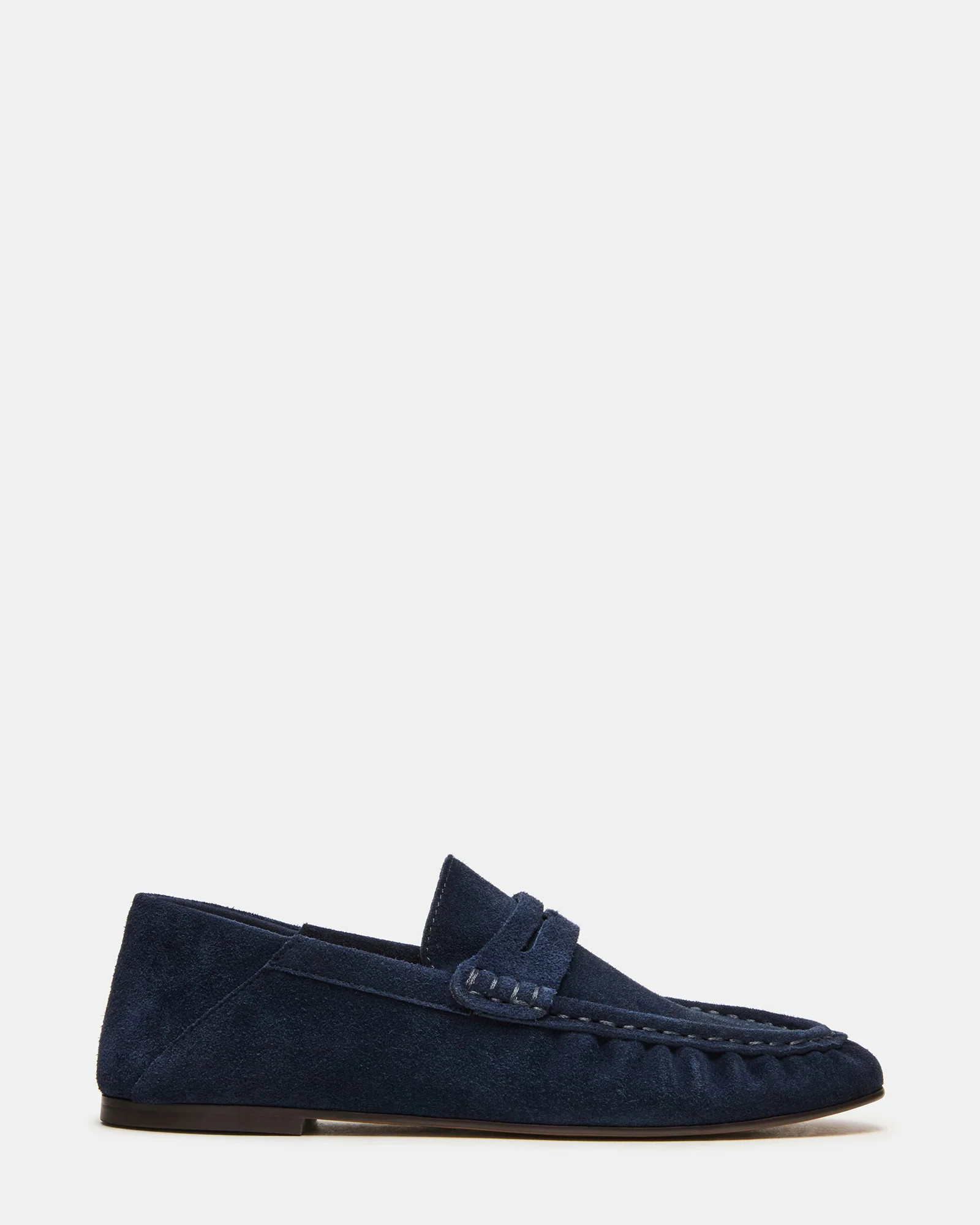 ROGER Navy Suede Slip-On Women's Loafer | Steve Madden (US)