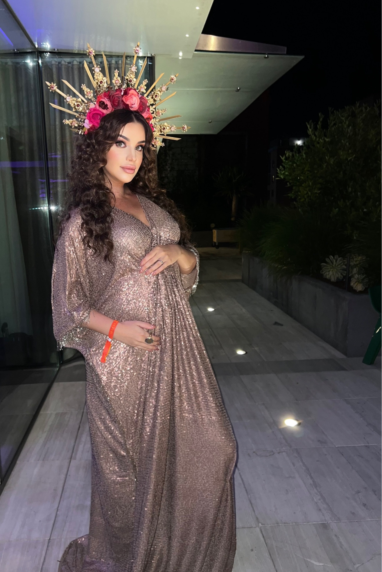 This was my maternity look for Halloween 🎃 I called it “goddess of prosperity”😁
Shop the crown and my kaftan dress finds
#halloween #maternitylook 

#LTKPlusSize #LTKBump #LTKParties