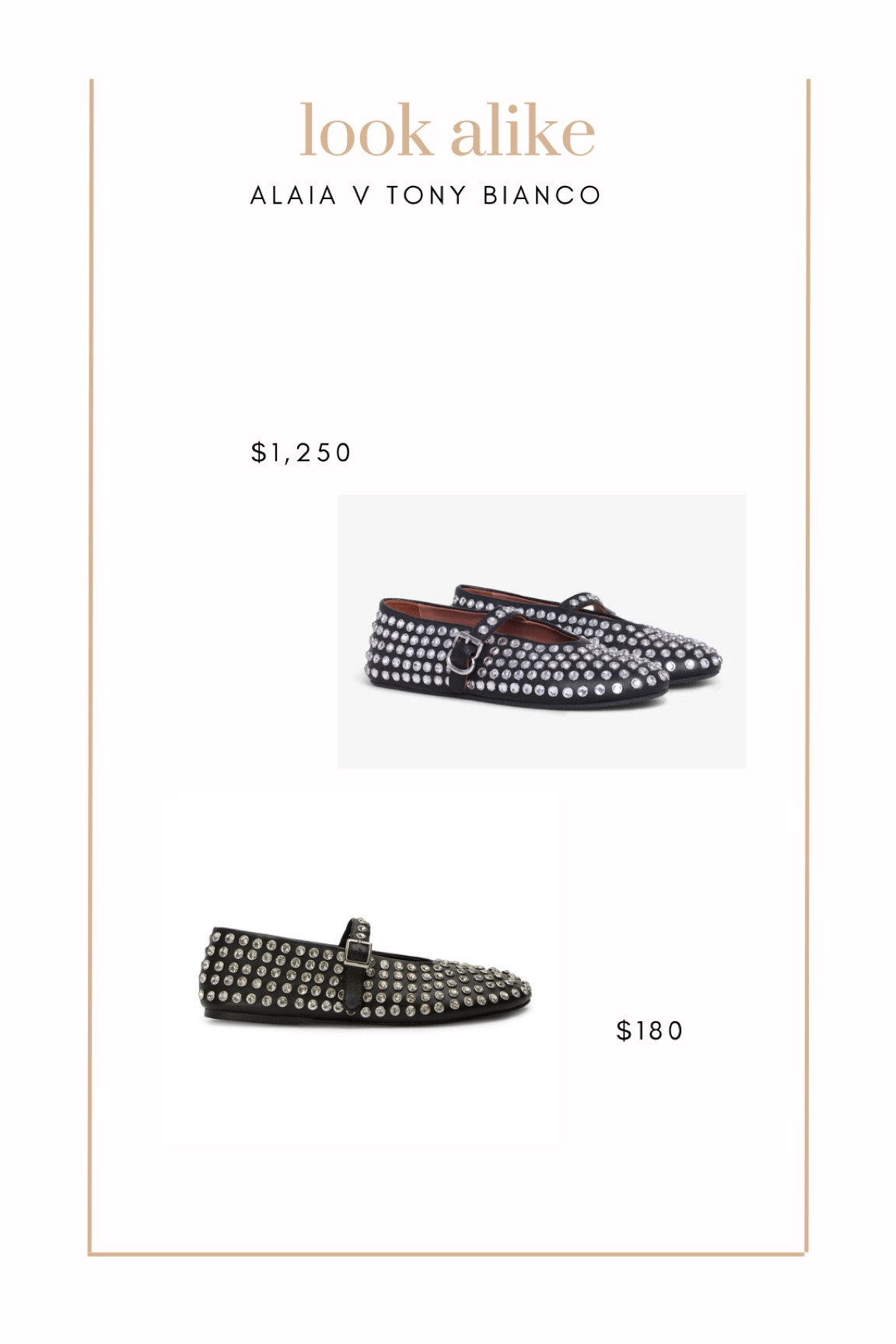 Alicia verses Tony Bianco black studded Mary jane ballet flats look alike for less 

#LTKShoeCrush #LTKSeasonal