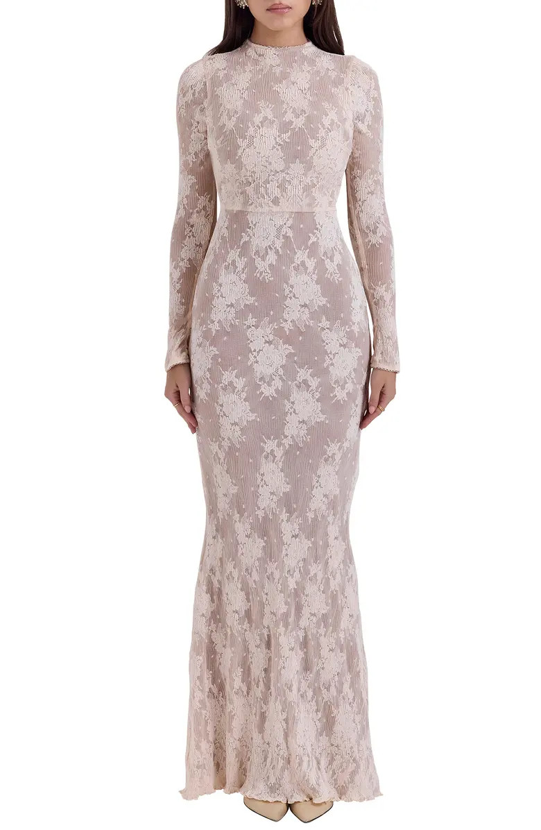 Isoline Lace Long Sleeve Gown | Nordstrom