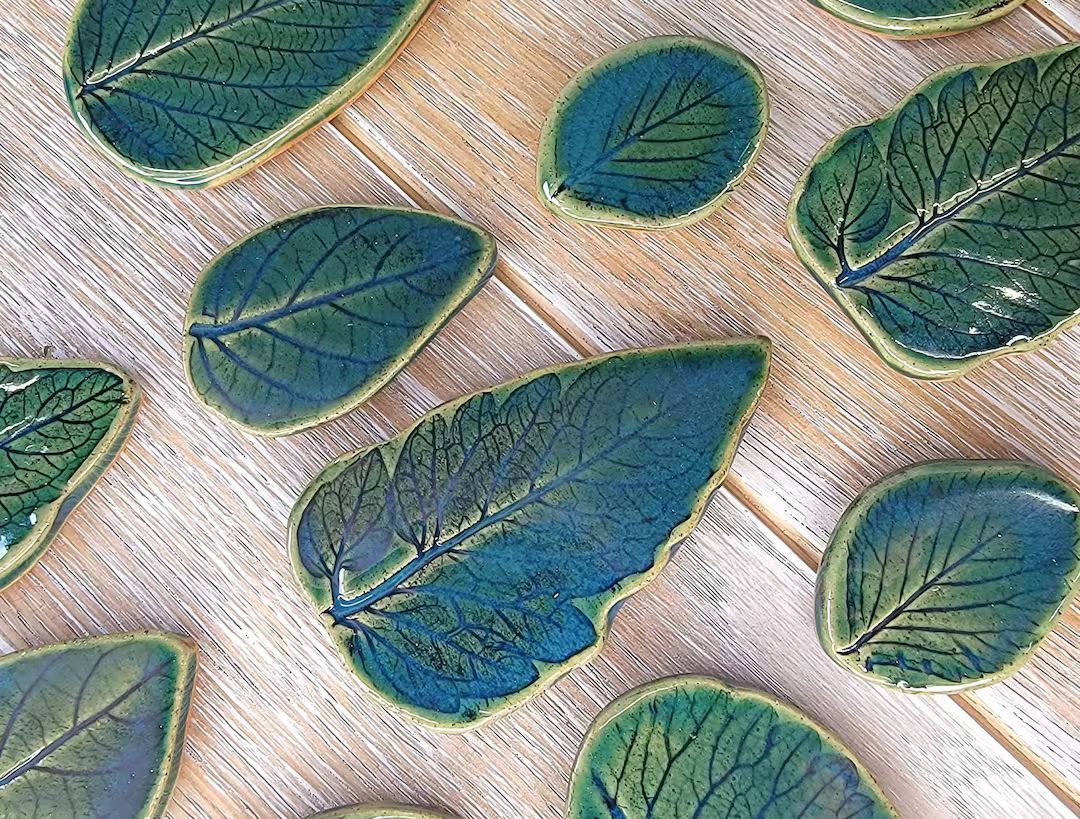 Qty 1 Green Blue Leaf Mosaic Tile Design Ceramic Leaves Nature Forest Pattern - Etsy | Etsy (US)