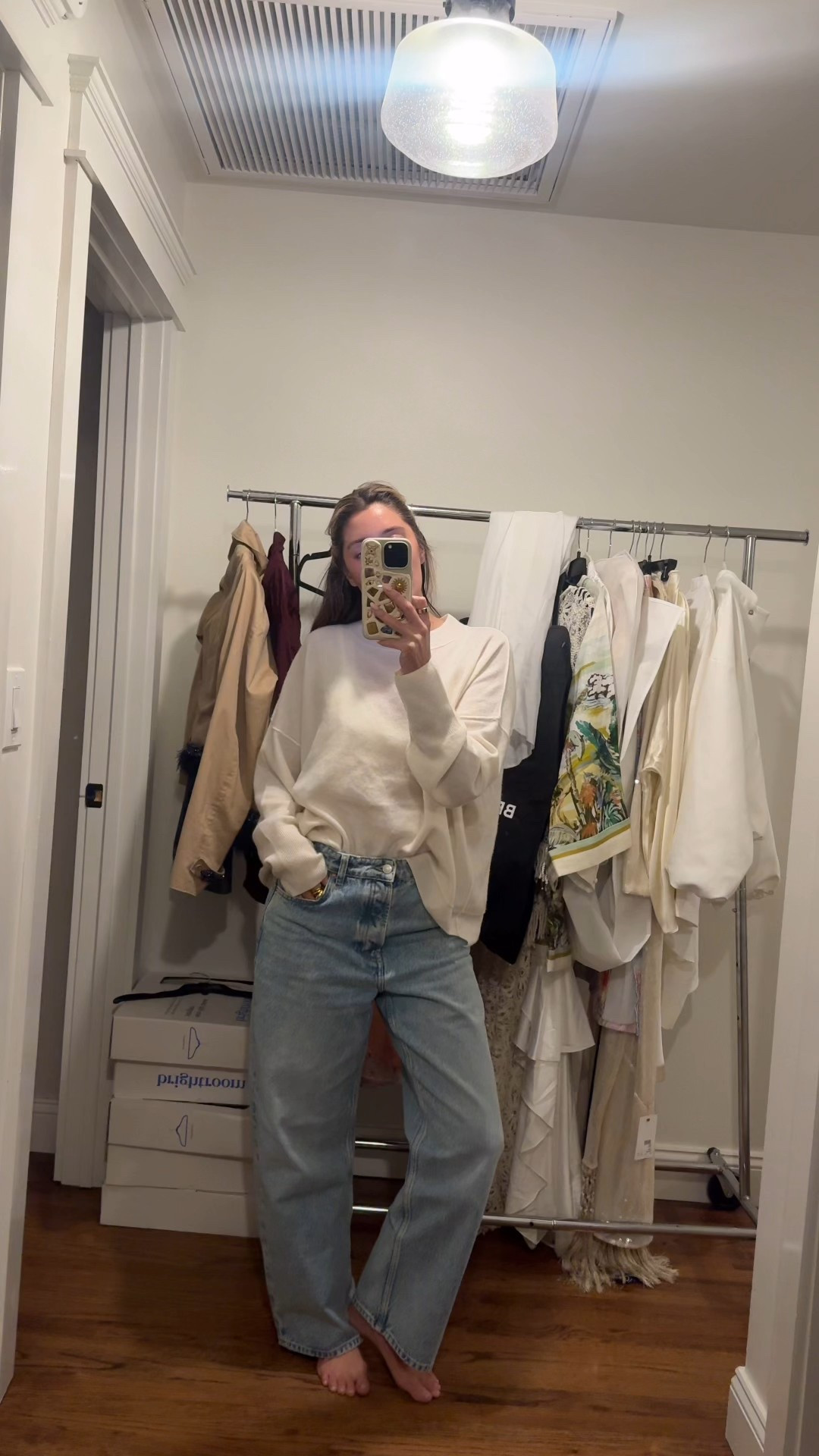 Favorite jeans lately! I am wearing my true size and the long — if you want a less baggy fit size down! And if you want them shorter get regular! I am 5’6"